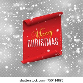 Merry Christmas red scroll.vector illustration of happy new year.2018.red banner for postcards and calendars.