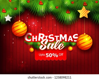 Merry Christmas with red snowflakes and santa claus on the winter background. Merry Christmas with red snowflakes and santa claus on the winter background.