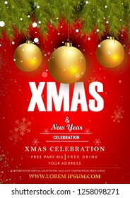 Merry Christmas with red snowflakes and santa claus on the winter background. Merry Christmas with red snowflakes and santa claus on the winter background.