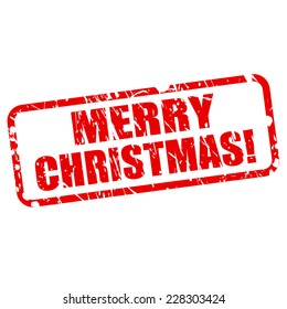 Merry Christmas red stamp text on white