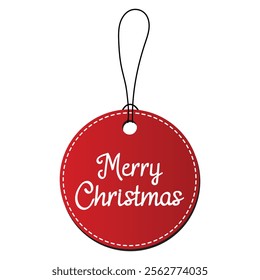 Merry Christmas. Red christmas tag. Vector illustration eps.