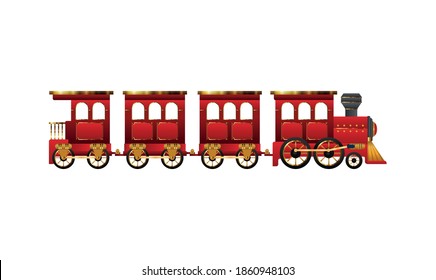 merry christmas red train design, winter season and decoration theme Vector illustration