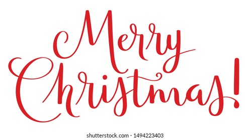 Merry Christmas Red Vector Brush Calligraphy Stock Vector (Royalty Free ...