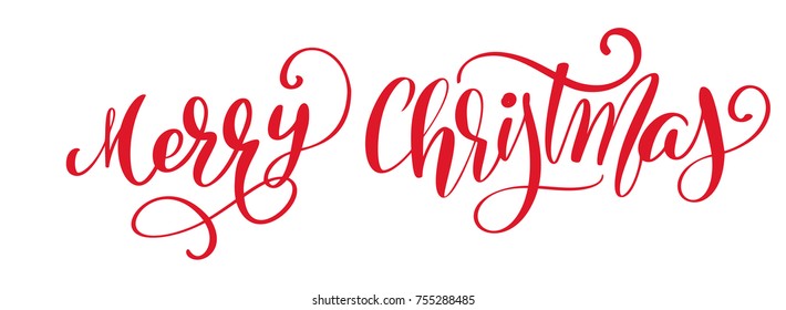 Merry Christmas Red Hand Lettering Inscription Stock Vector (Royalty ...