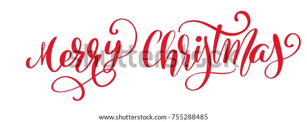 Immagine Vettoriale Stock A Tema Merry Christmas Rosso Vettoriale Calligraphic Lettering Royalty Free