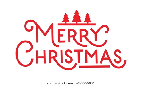 FELIZ NATAL vermelho vetor mão inscrição banner com motivos de árvore de Natal