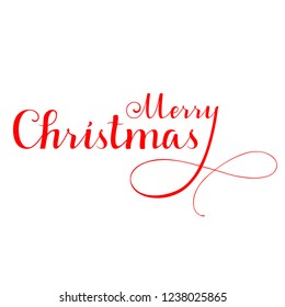 Merry Christmas red vector text, Calligraphic Lettering design card template. Creative typography for Holiday Greeting Gift Poster. Calligraphy Font style Banner.