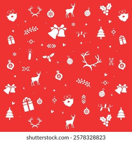Merry Christmas red and white elements designs