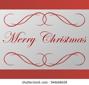 Merry Christmas Red and White Ornament Card, Vector Illustration. 