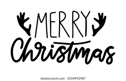 merry christmas reindeer antlers merry christmas black vector graphic design and cut file