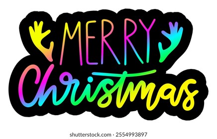 merry christmas reindeer antlers merry christmas colorful bright rainbow graphic design