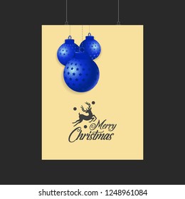 Merry Christmas Reindeer and Blue Balls template