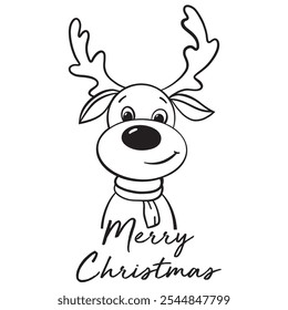merry christmas reindeer cartoon icon vector illustration graphic design