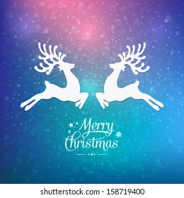 merry christmas reindeer colorful winter background