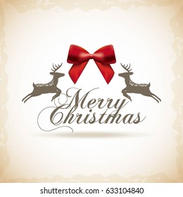 merry christmas reindeer decoration card
