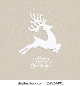 merry christmas reindeer fly snowy background