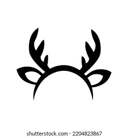 Merry christmas reindeer headband icon | Black Vector illustration |