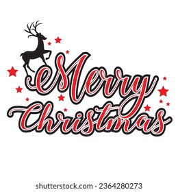 Merry Christmas with Reindeer Illustration Vector