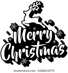 merry christmas reindeer rudolph black vector graphic design and cut file