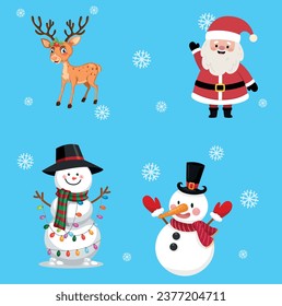 merry christmas reindeer Santa Claus 
snowman