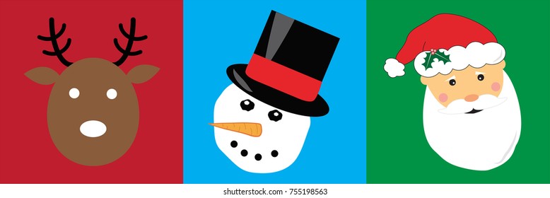 Merry Christmas Reindeer Snowman Santa