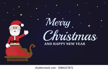 Merry Christmas with Reindeer Train Background and Santa Clous