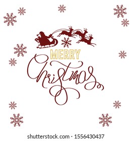 Merry Christmas with reindeer - Vector