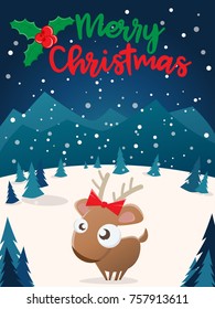 merry christmas reindeer winter clipart