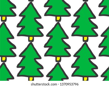 Merry Christmas repeat trees pattern/ Happy new year holidays fir tree background/ Merry Christmas nature background/ Seamless vector pattern