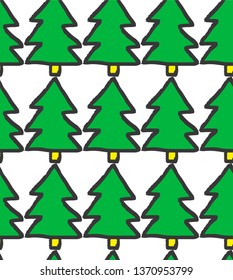 Merry Christmas repeat trees pattern/ Happy new year holidays fir tree background/ Merry Christmas nature background/ Seamless vector pattern