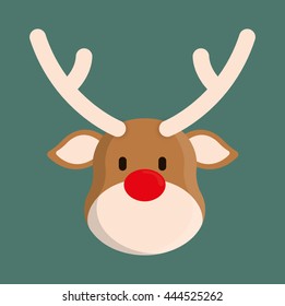 Merry Christmas represented by deer cartoon design. colorfulll and flat illustration