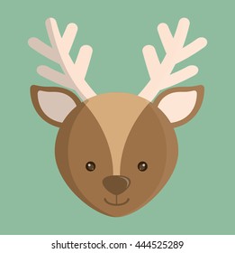 Merry Christmas represented by deer cartoon design. colorfulll and flat illustration