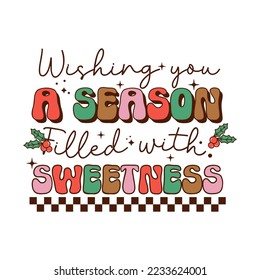 Merry Christmas retro baking quotes. Vector illustration.