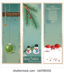 Merry Christmas retro banner, set