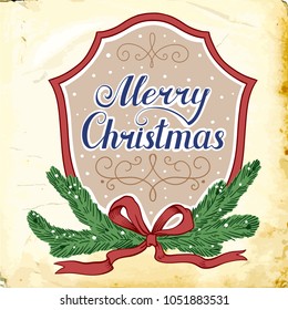 Merry Christmas. Retro baroque decorations element with flourishes calligraphic ornament. Vintage style design collection for Posters, Placards, Invitations, Banners, Badges and Logotypes.