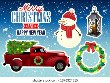 Merry Christmas Retro Car Collection