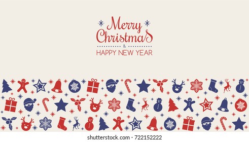 Merry Christmas - retro card with wishes. Vector.