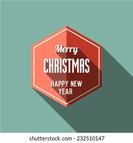 Merry Christmas retro flat background