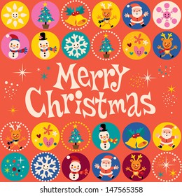 Merry Christmas retro greeting card