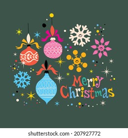 Merry Christmas retro greeting card