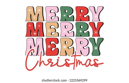 Merry christmas Retro , Christmas svg, Retro Christmas svg design bundle, T shirt Calligraphy phrase for Christmas, Hand drawn lettering for Xmas greetings cards, invitations, Good for t-shir