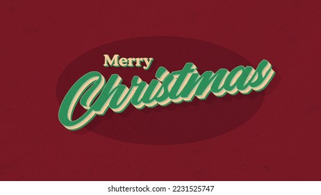 Merry Christmas retro vintage in 70s style text. Happy xmas greeting typography with grunge distressed halftone texture.