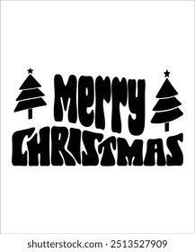 merry Christmas retro wavy groovy t shirt design