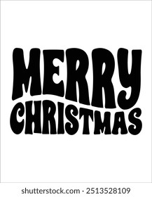 merry Christmas retro wavy groovy t shirt design