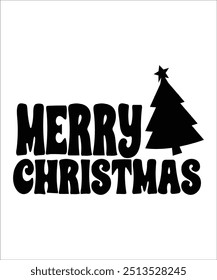 merry Christmas retro wavy groovy t shirt design