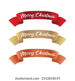 merry christmas ribbon banner set  illustration