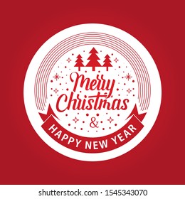 Merry Christmas Ribbon Circle Label Red