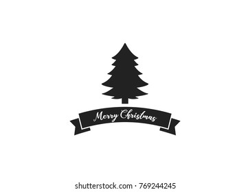Merry Christmas Ribbon Vector Text Background
