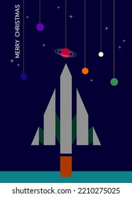 Merry Christmas Rocket Tree In Space