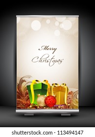 Merry Christmas roll up stand banner. EPS 10.